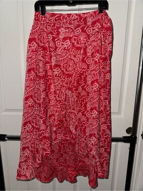 Universal Thread Women's Red Paisley/Floral Wrap Skirt